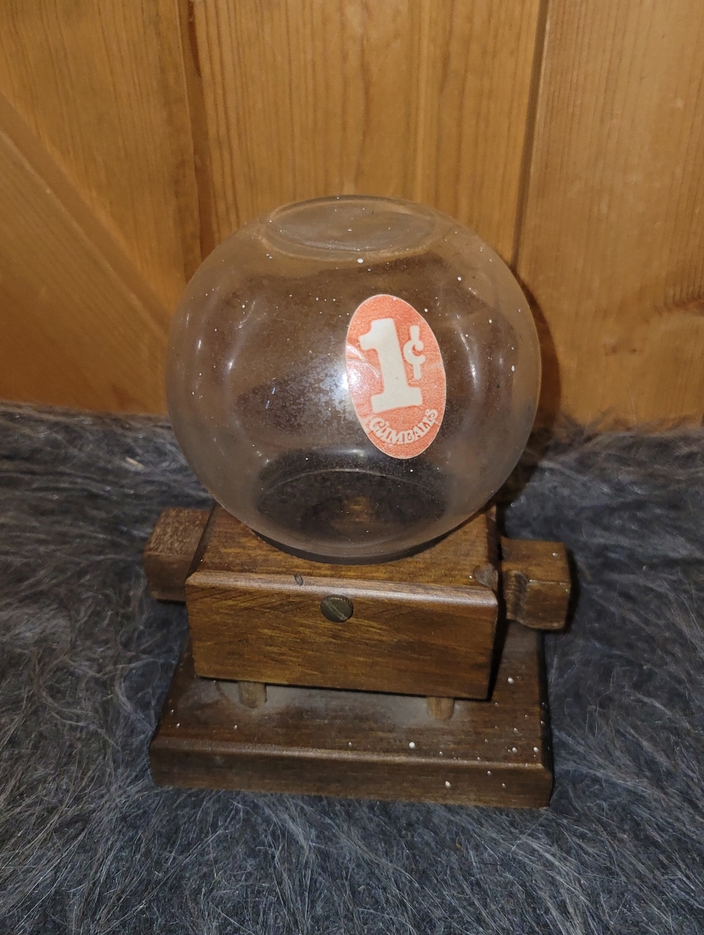 Vintage 1970s The Candy Man Wood & Glass Gumball Machine Dispenser - 1 Cent